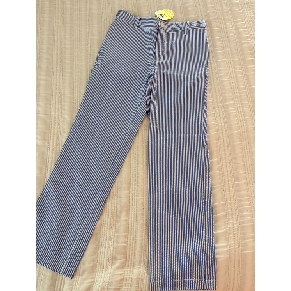 E-Land Kids Blue White Seersucker Striped Dress Pants Size 10 NWT 3610-804/L